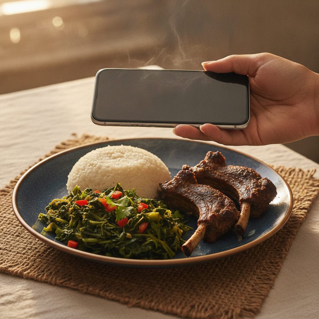 Scanning a plate of food with a phone